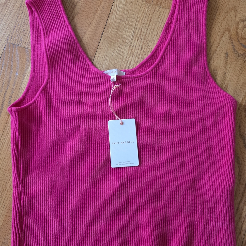 Skies Are Blue Hot Pink Ribbed Tank